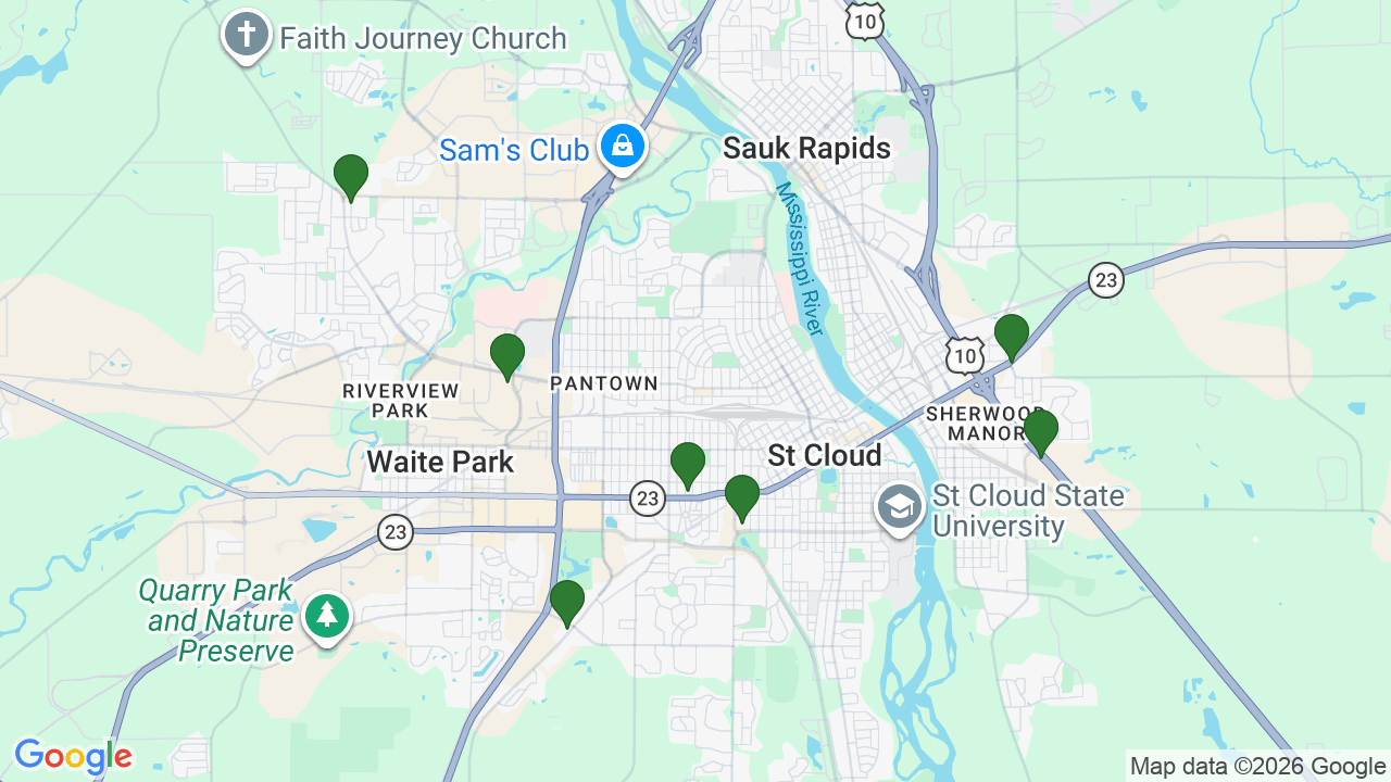 Map of E85 stations in St. Cloud, MN