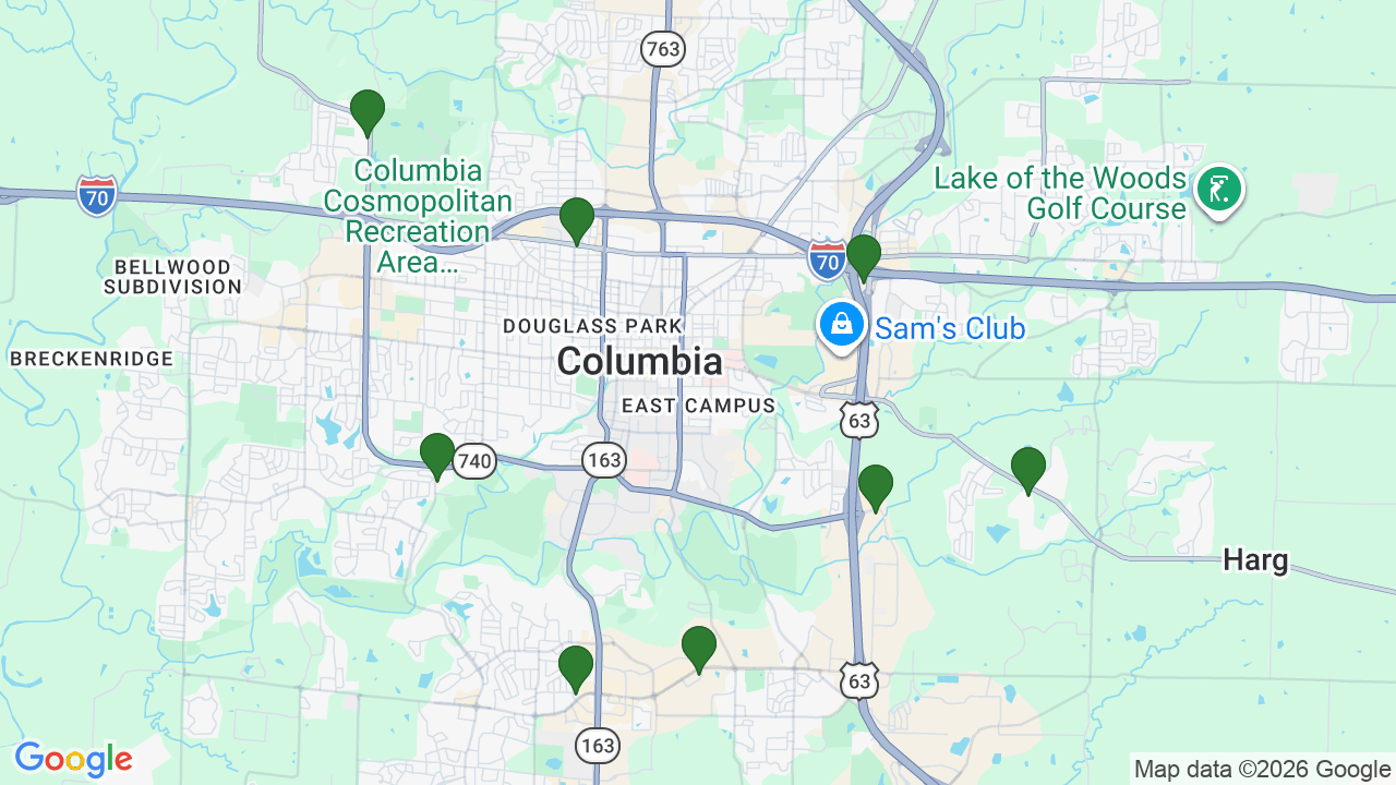 Map of E85 stations in Columbia, MO