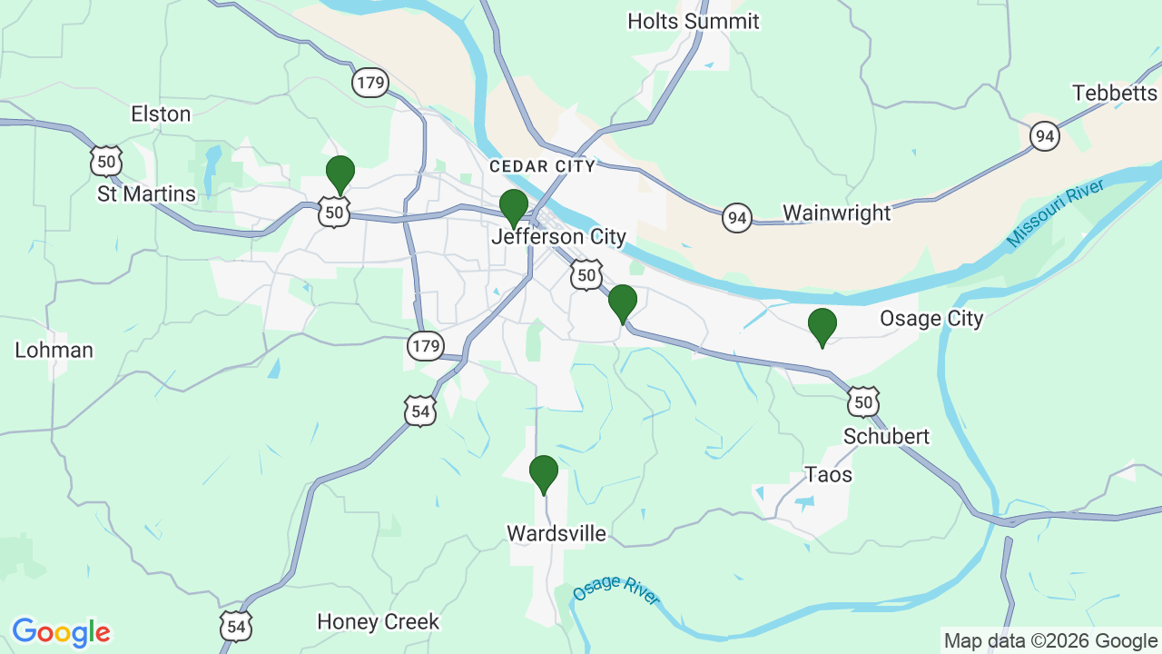 Map of E85 stations in Jefferson City, MO
