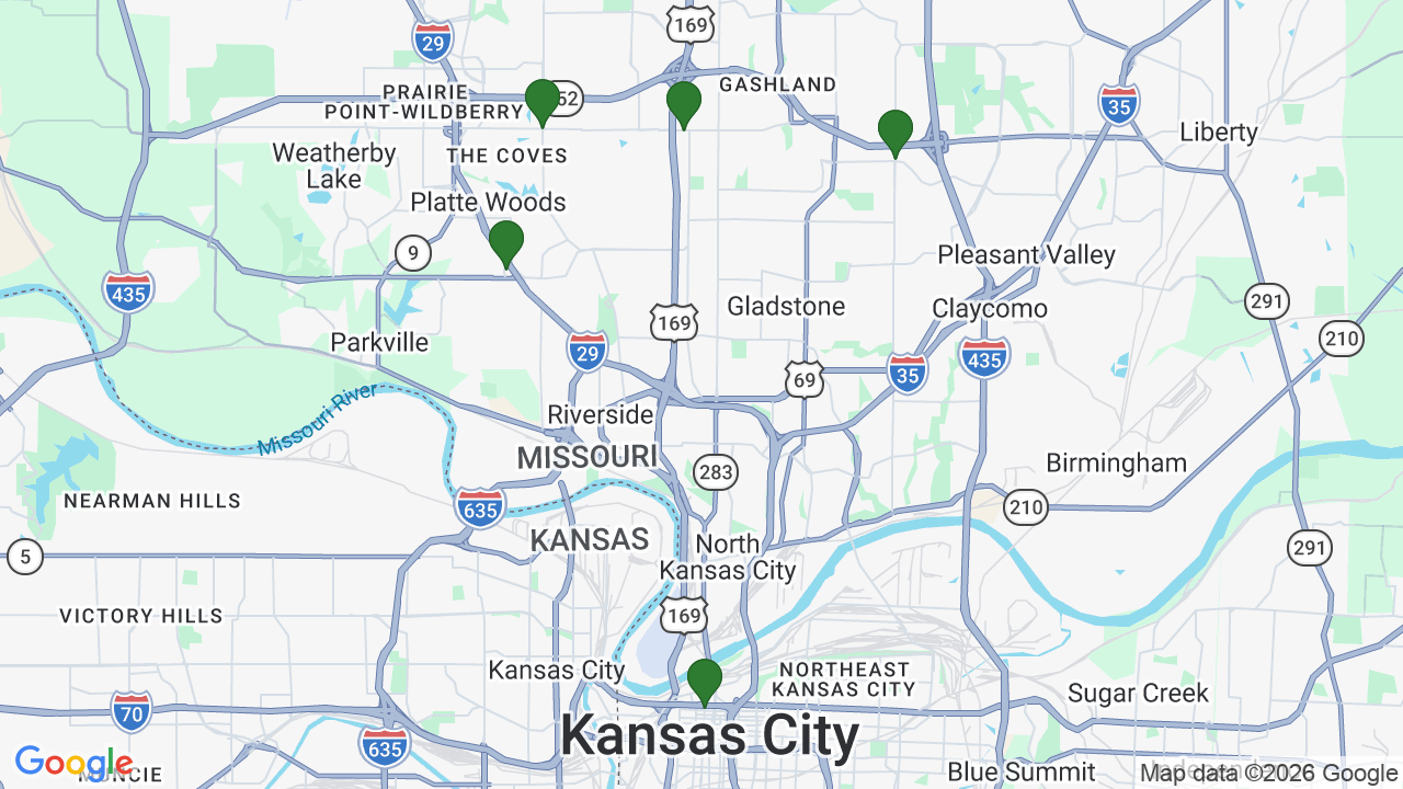 Map of E85 stations in Kansas City, MO