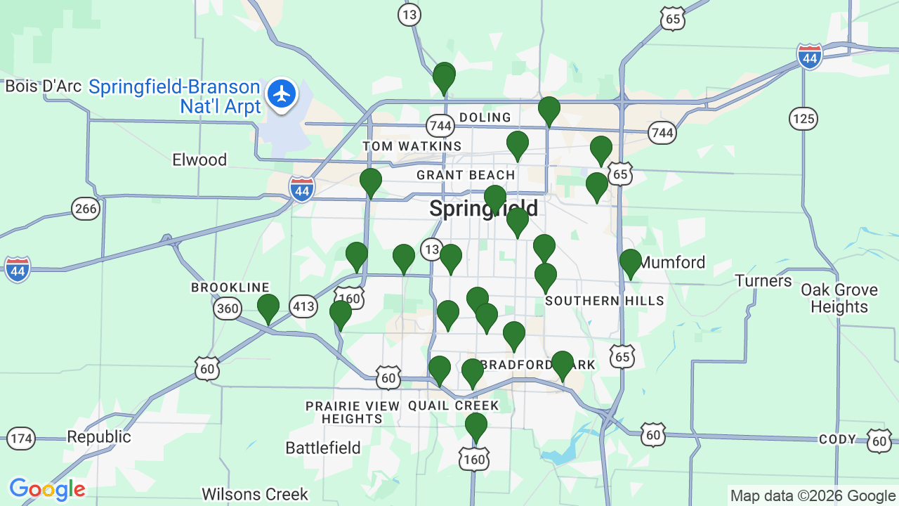 Map of E85 stations in Springfield, MO