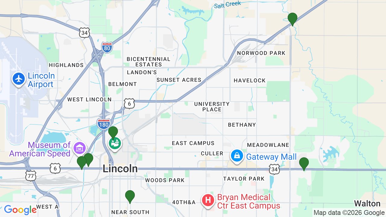 Map of E85 stations in Lincoln, NE