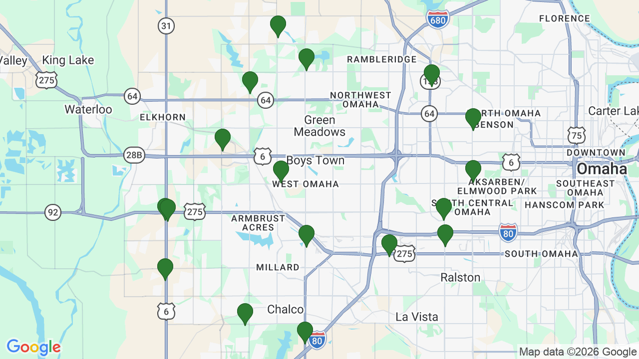Map of E85 stations in Omaha, NE
