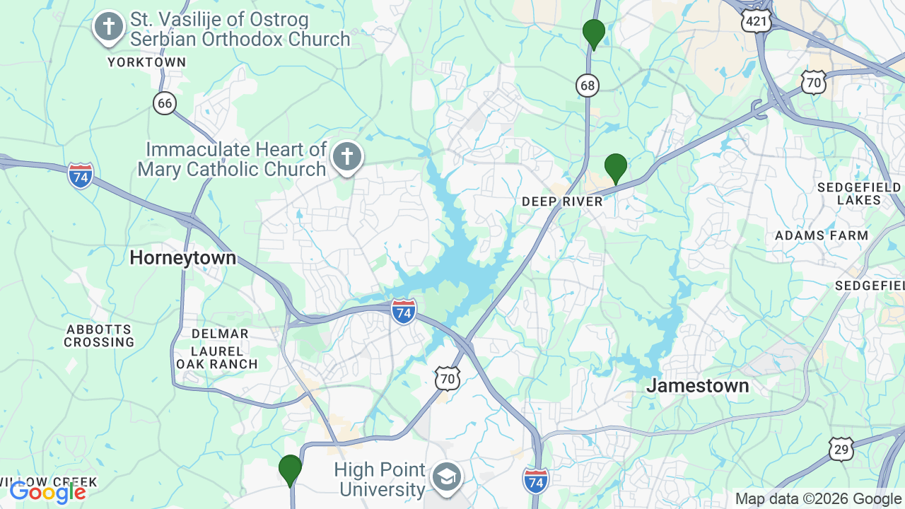 Map of E85 stations in High Point, NC