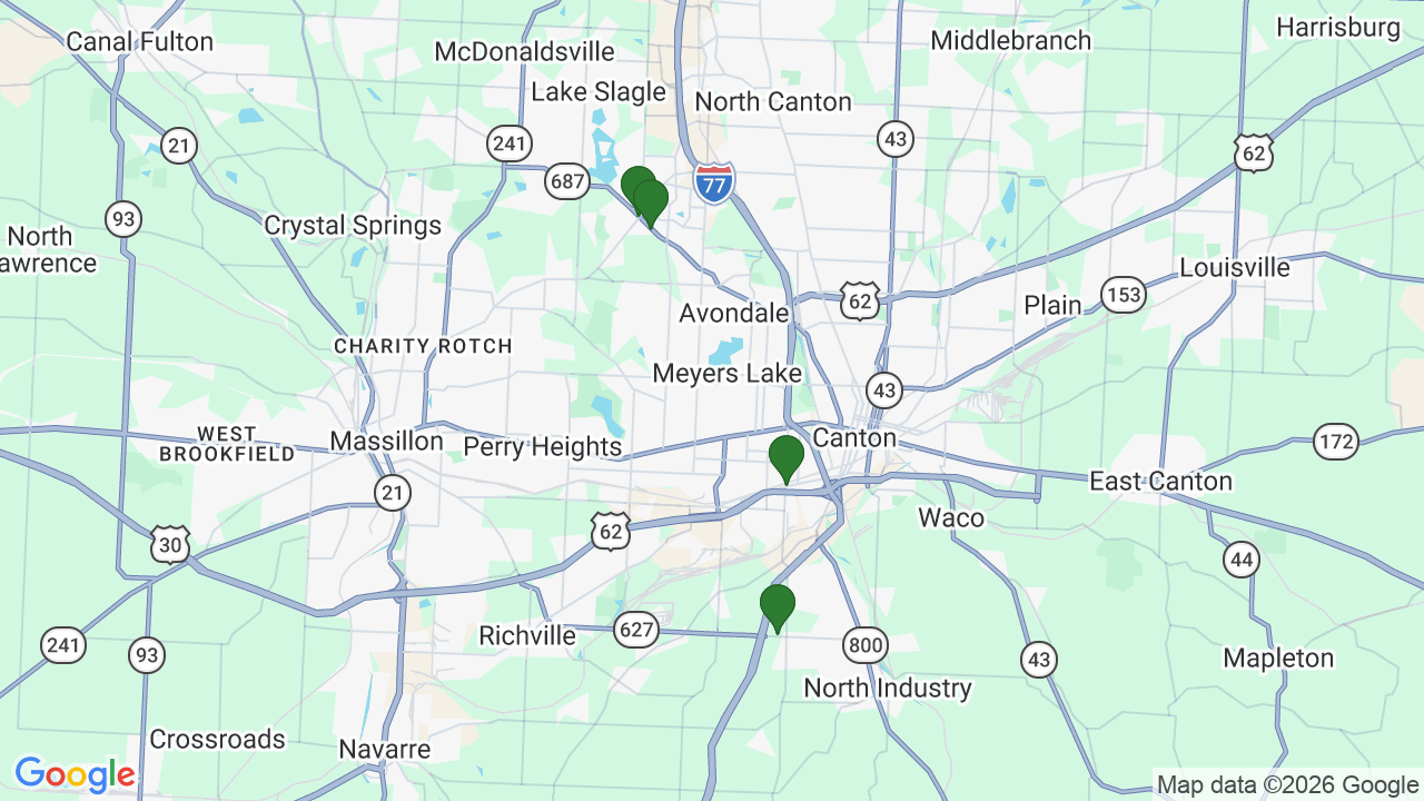 Map of E85 stations in Canton, OH