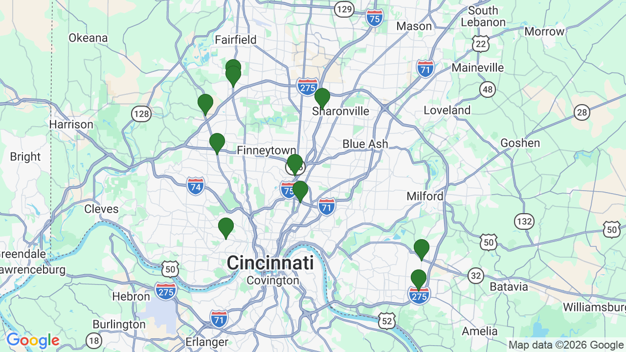Map of E85 stations in Cincinnati, OH