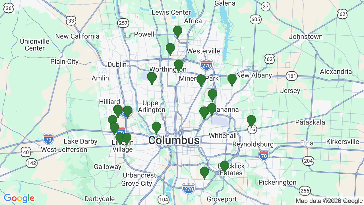 Map of E85 stations in Columbus, OH