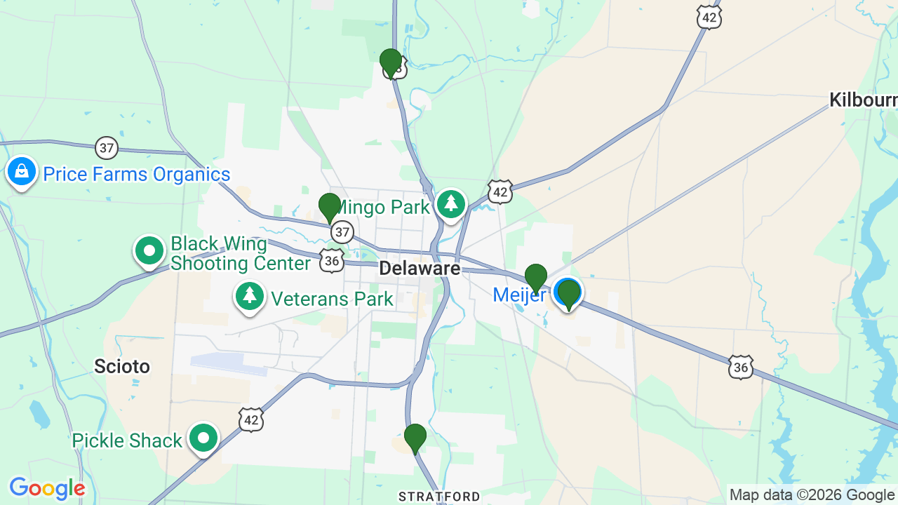 Map of E85 stations in Delaware, OH