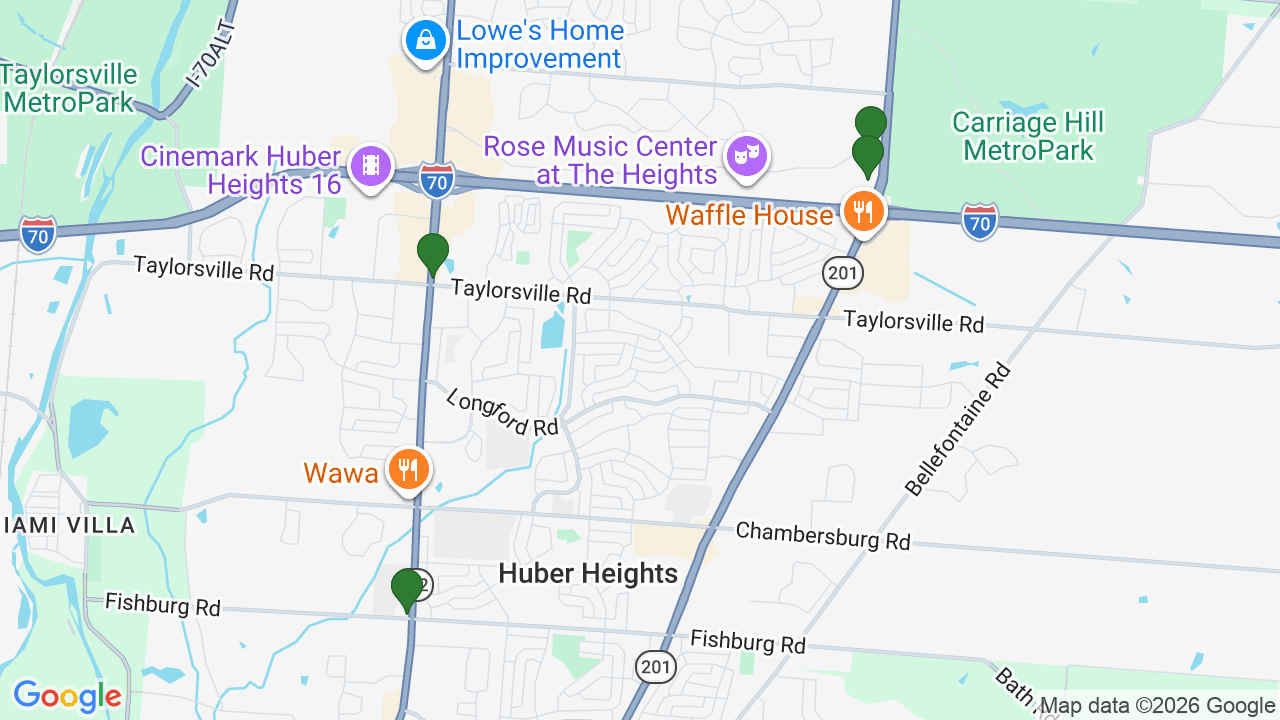 Map of E85 stations in Huber Heights, OH