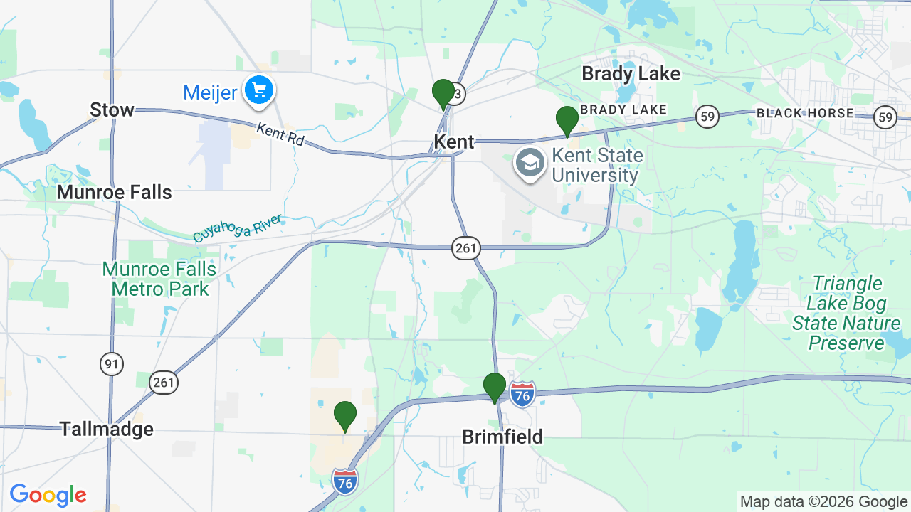 Map of E85 stations in Kent, OH