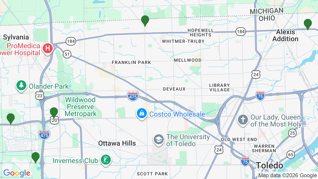 Map of E85 stations in Toledo, OH