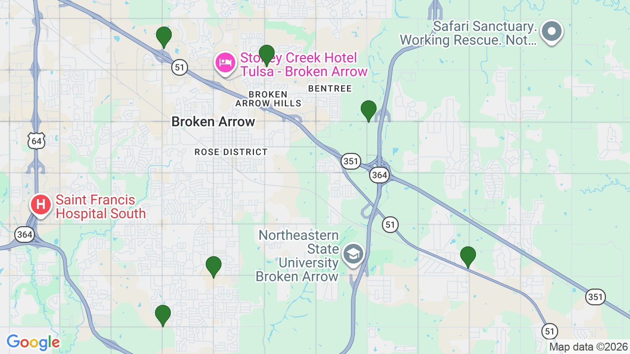Map of E85 stations in Broken Arrow, OK