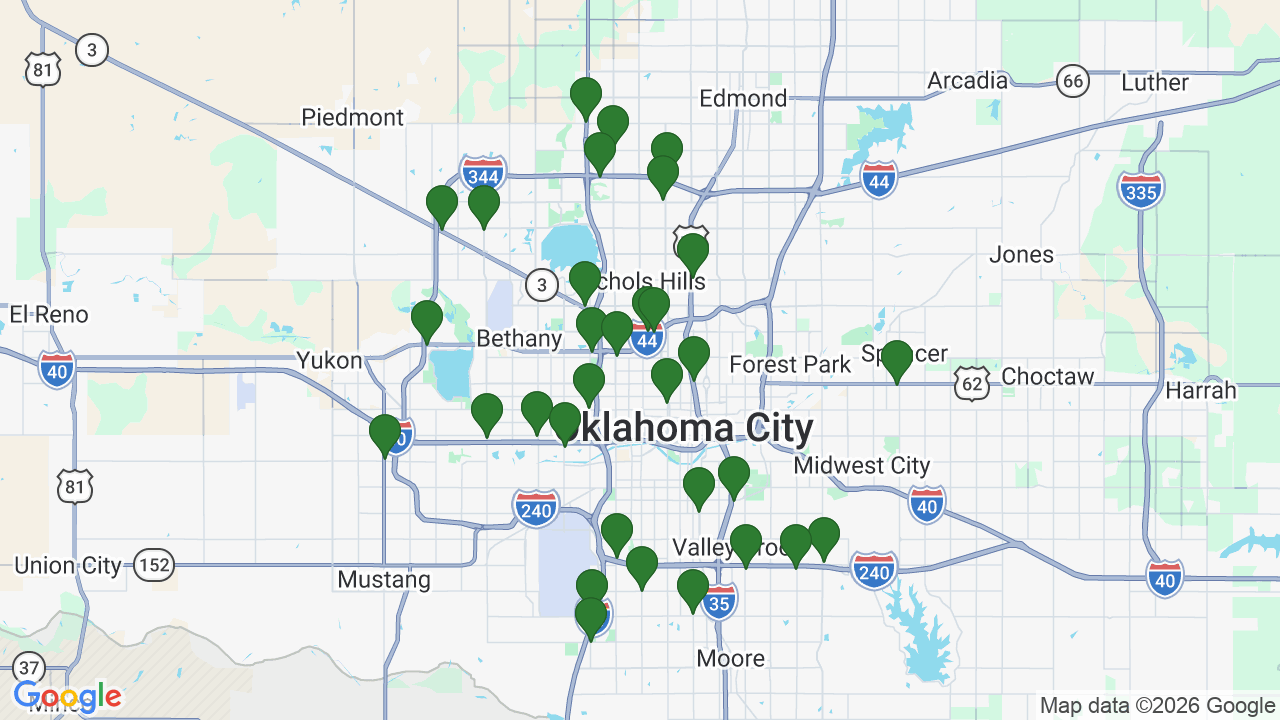 Map of E85 stations in Oklahoma City, OK