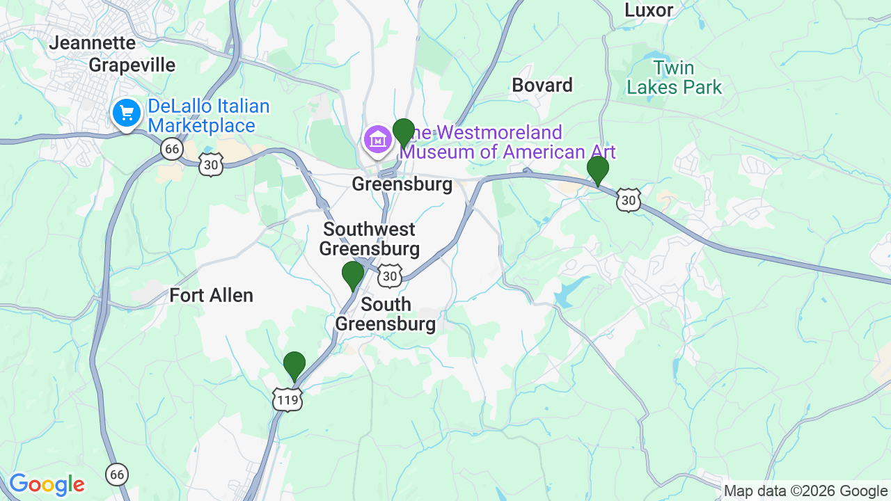 Map of E85 stations in Greensburg, PA