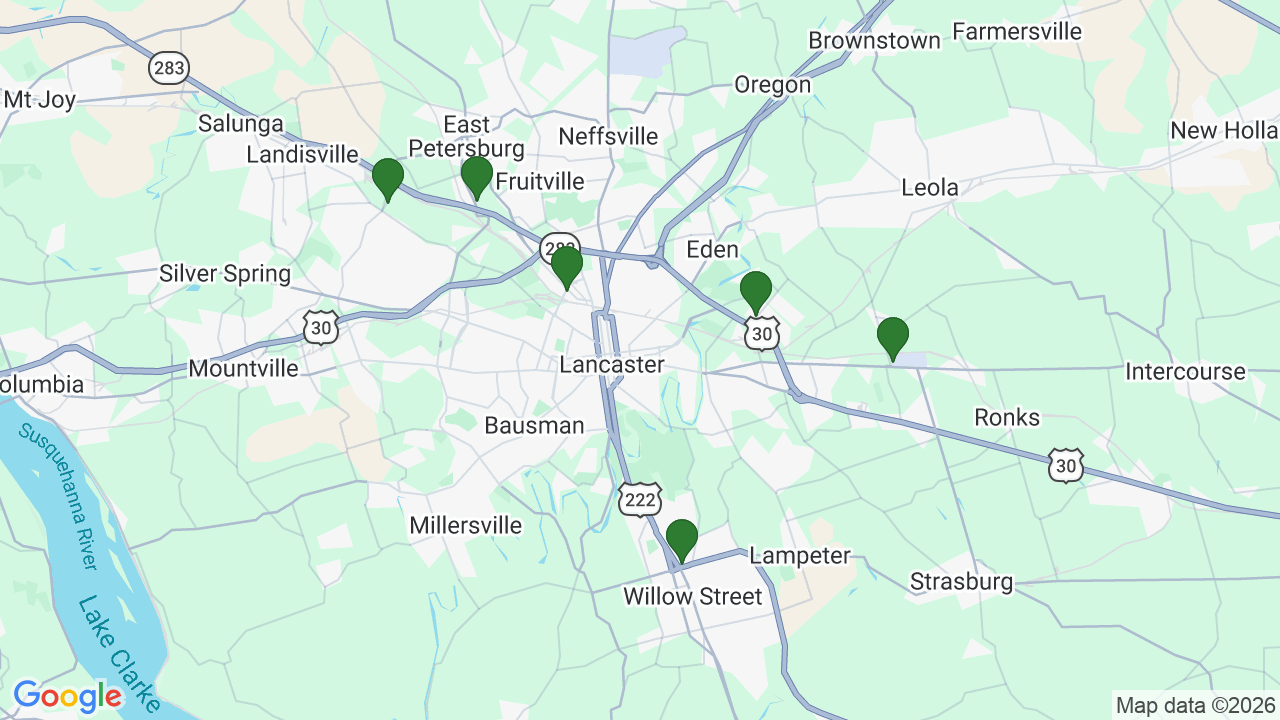 Map of E85 stations in Lancaster, PA