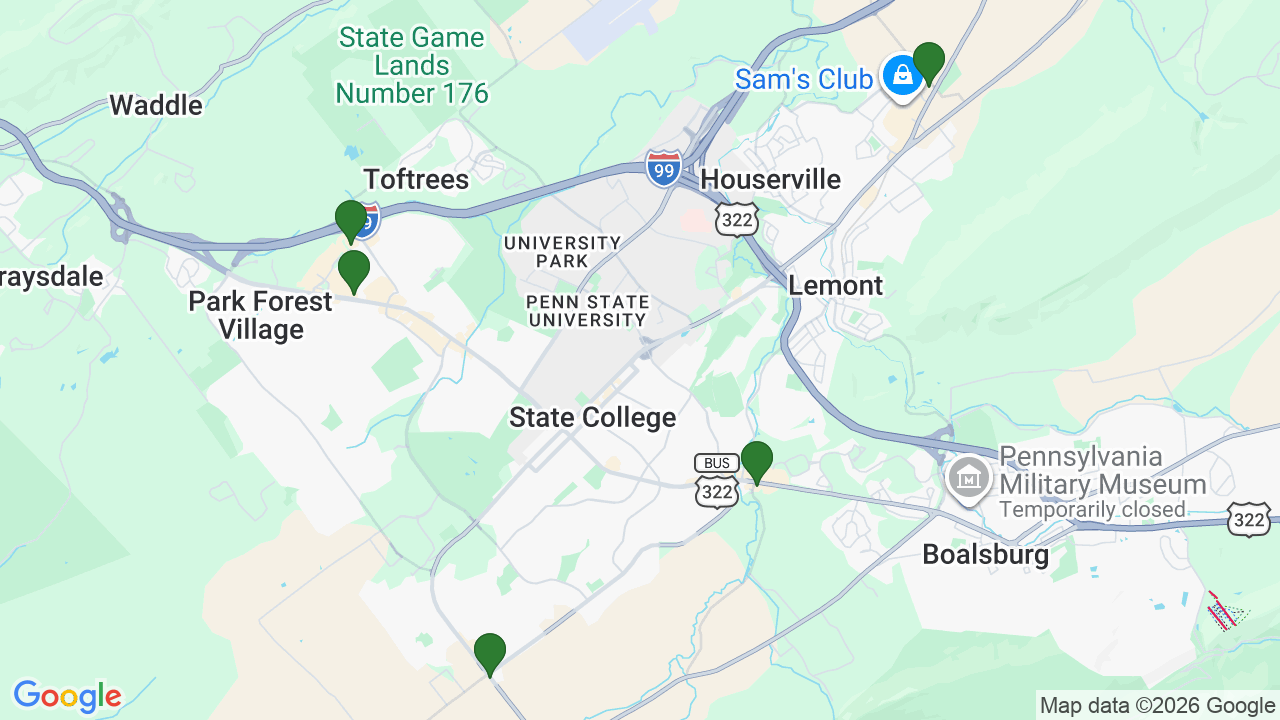 Map of E85 stations in State College, PA