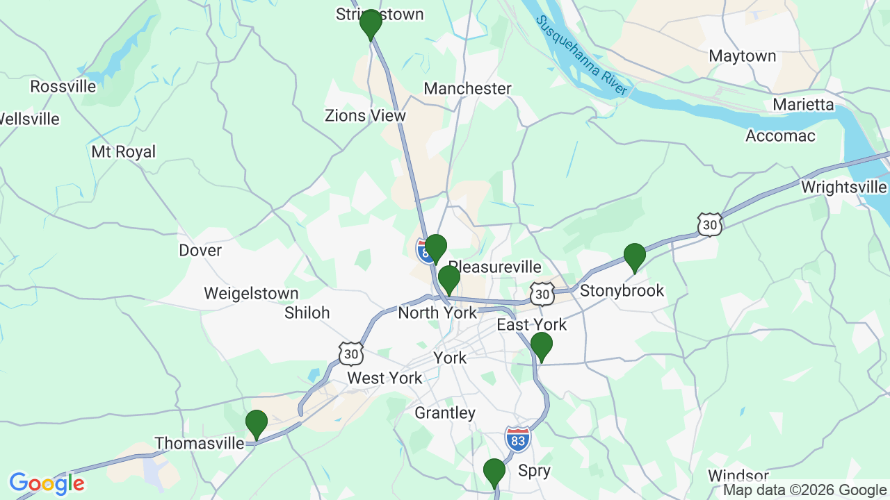 Map of E85 stations in York, PA