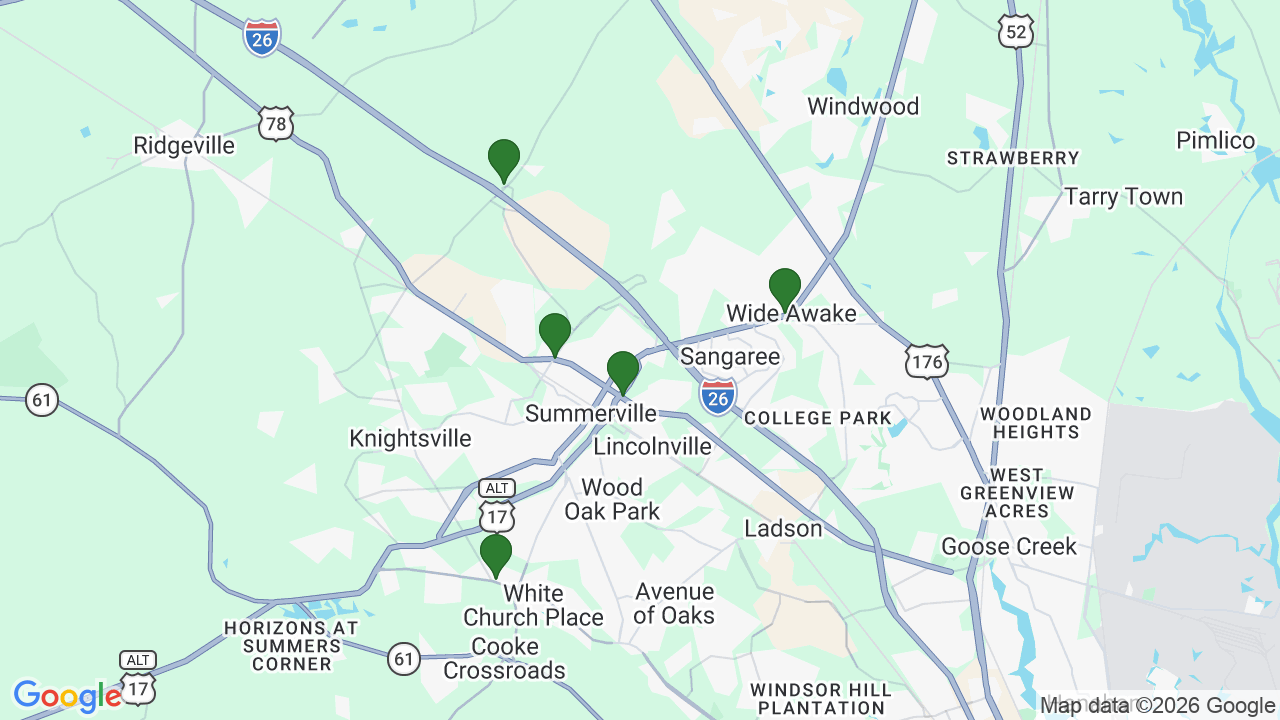 Map of E85 stations in Summerville, SC