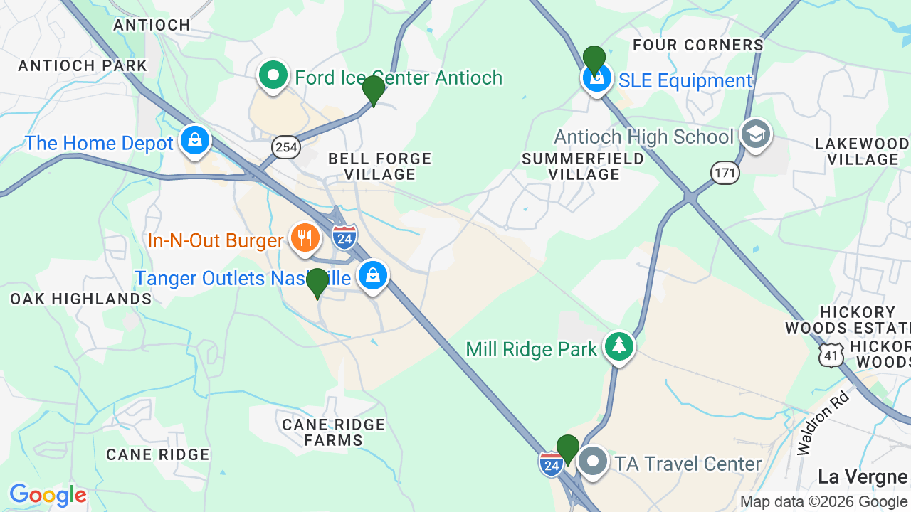 Map of E85 stations in Antioch, TN