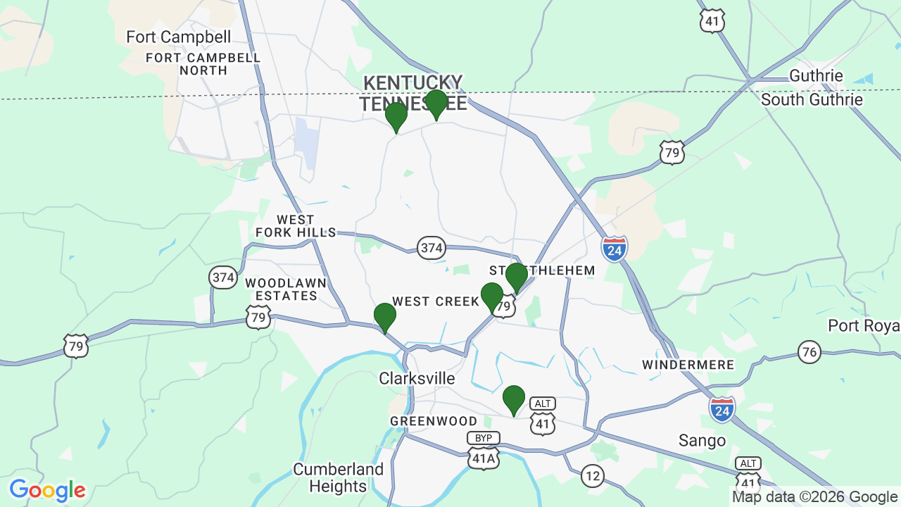 Map of E85 stations in Clarksville, TN