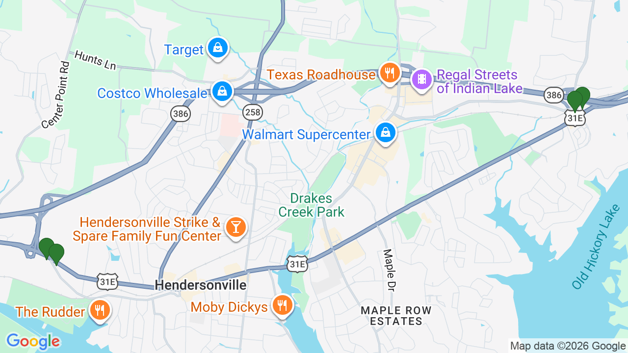 Map of E85 stations in Hendersonville, TN