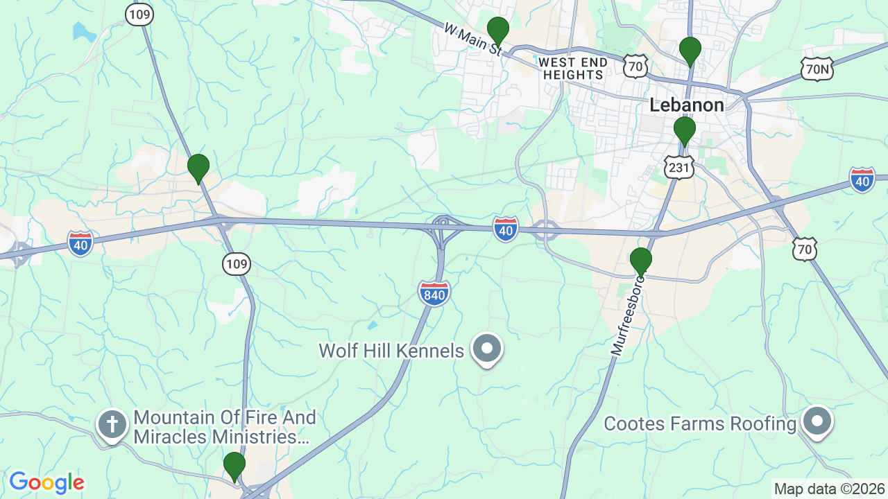 Map of E85 stations in Lebanon, TN