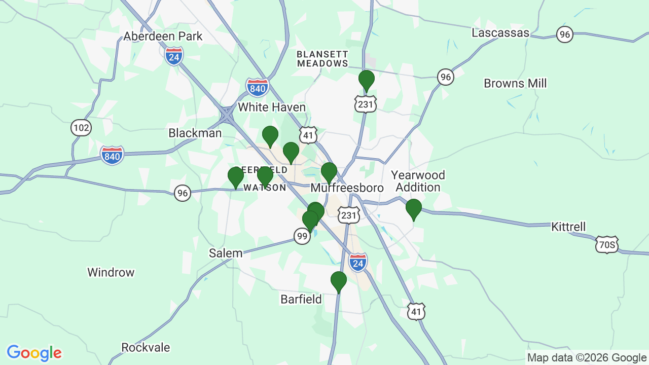 Map of E85 stations in Murfreesboro, TN