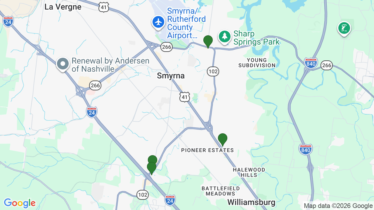 Map of E85 stations in Smyrna, TN