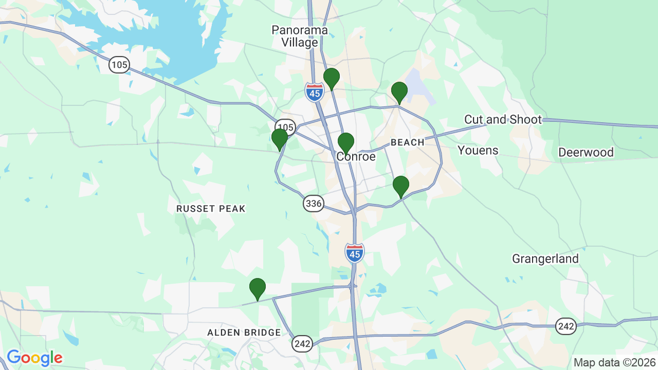 Map of E85 stations in Conroe, TX