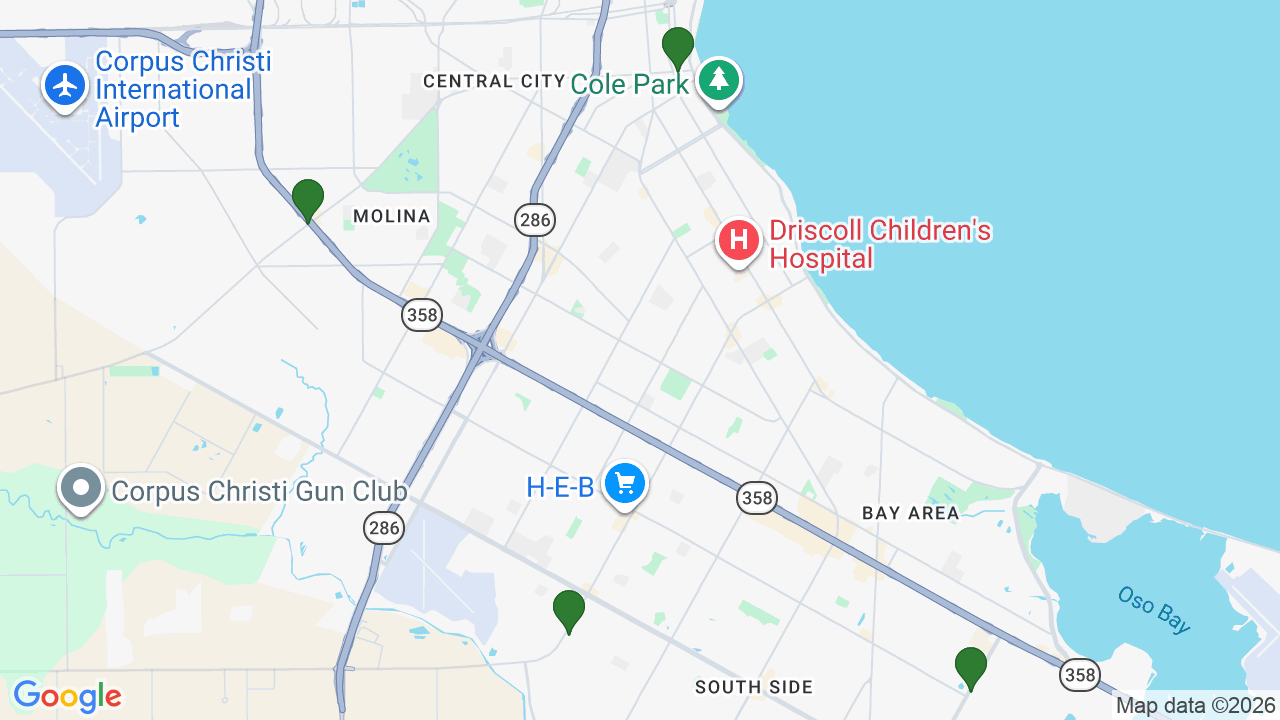 Map of E85 stations in Corpus Christi, TX