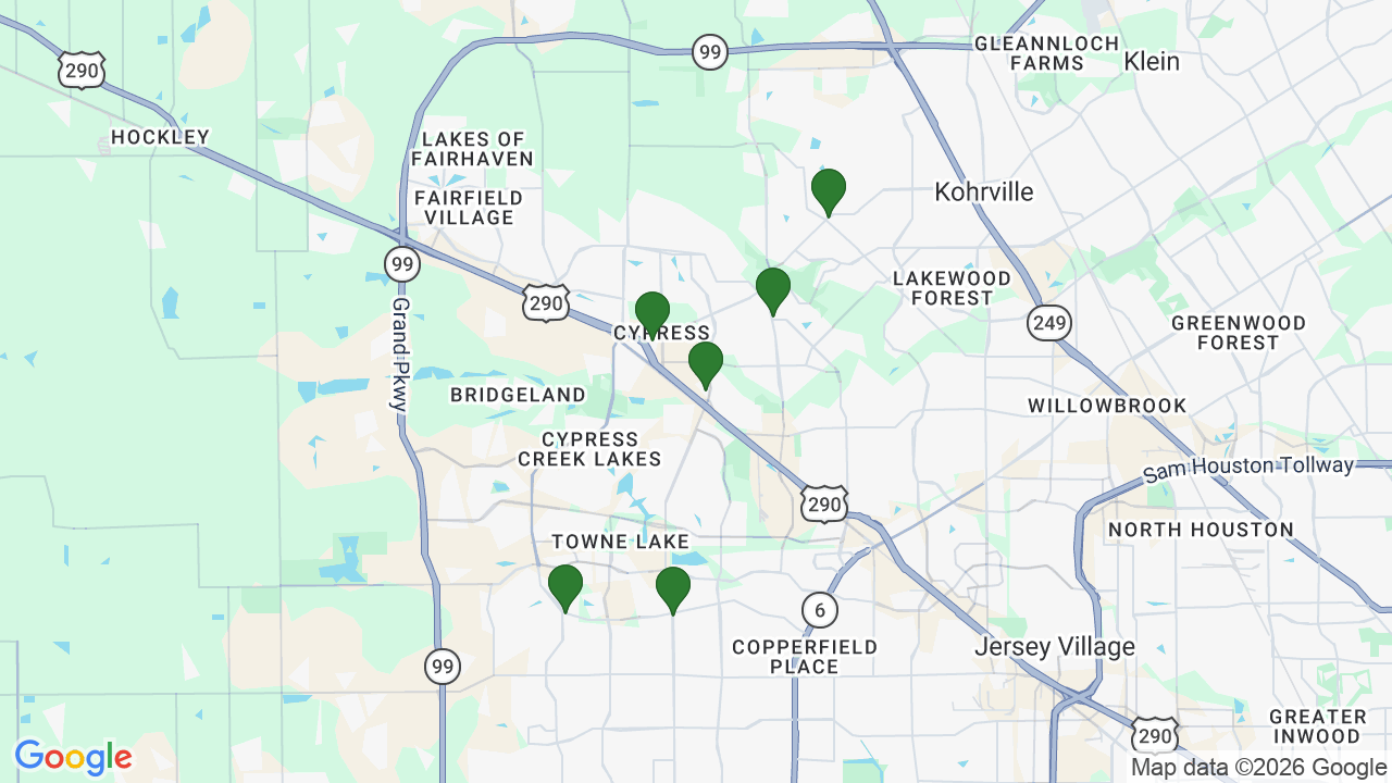 Map of E85 stations in Cypress, TX