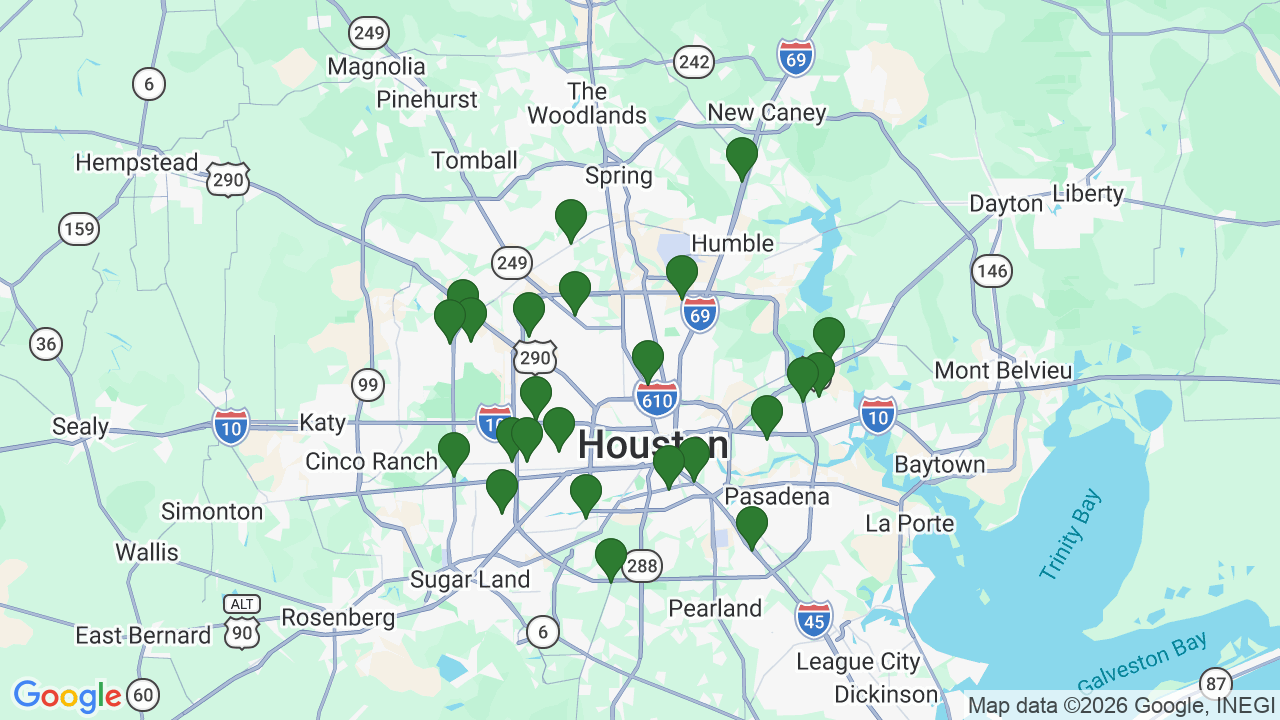 Map of E85 stations in Houston, TX