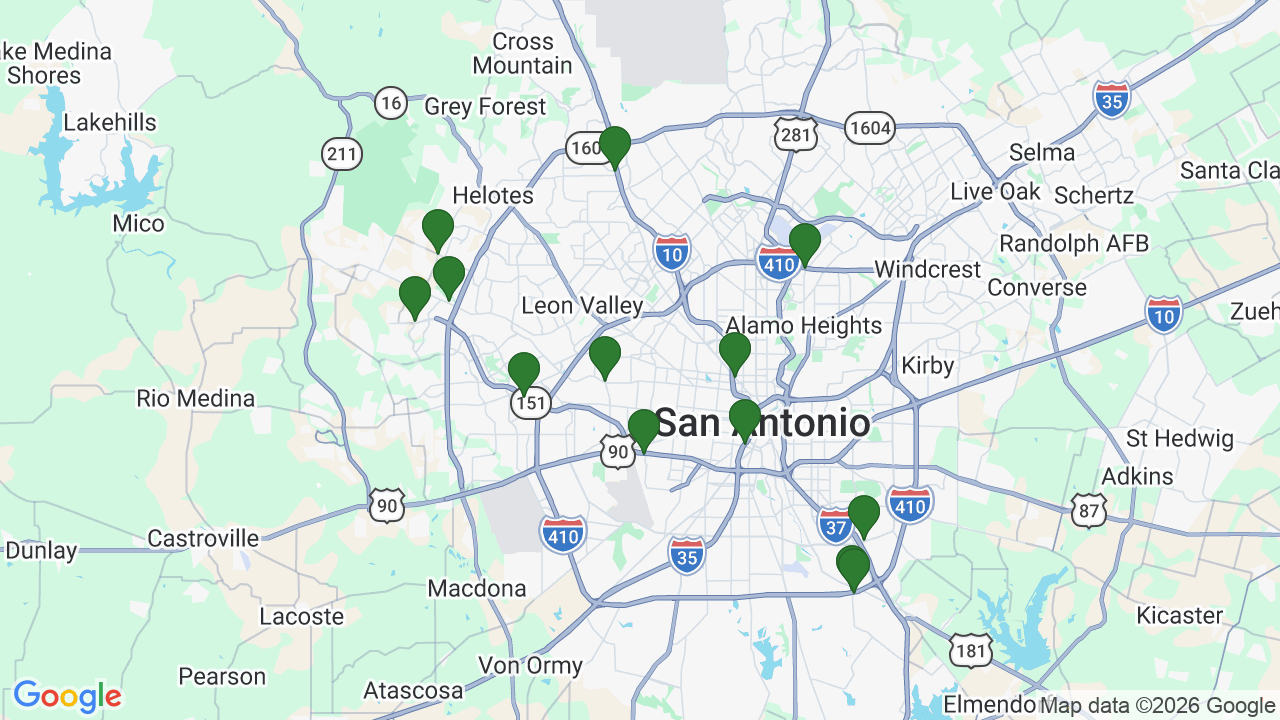 Map of E85 stations in San Antonio, TX