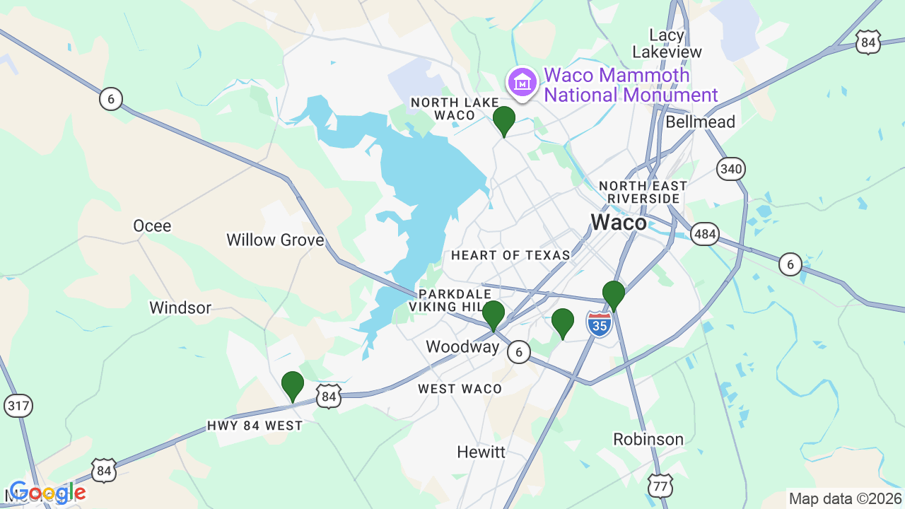 Map of E85 stations in Waco, TX
