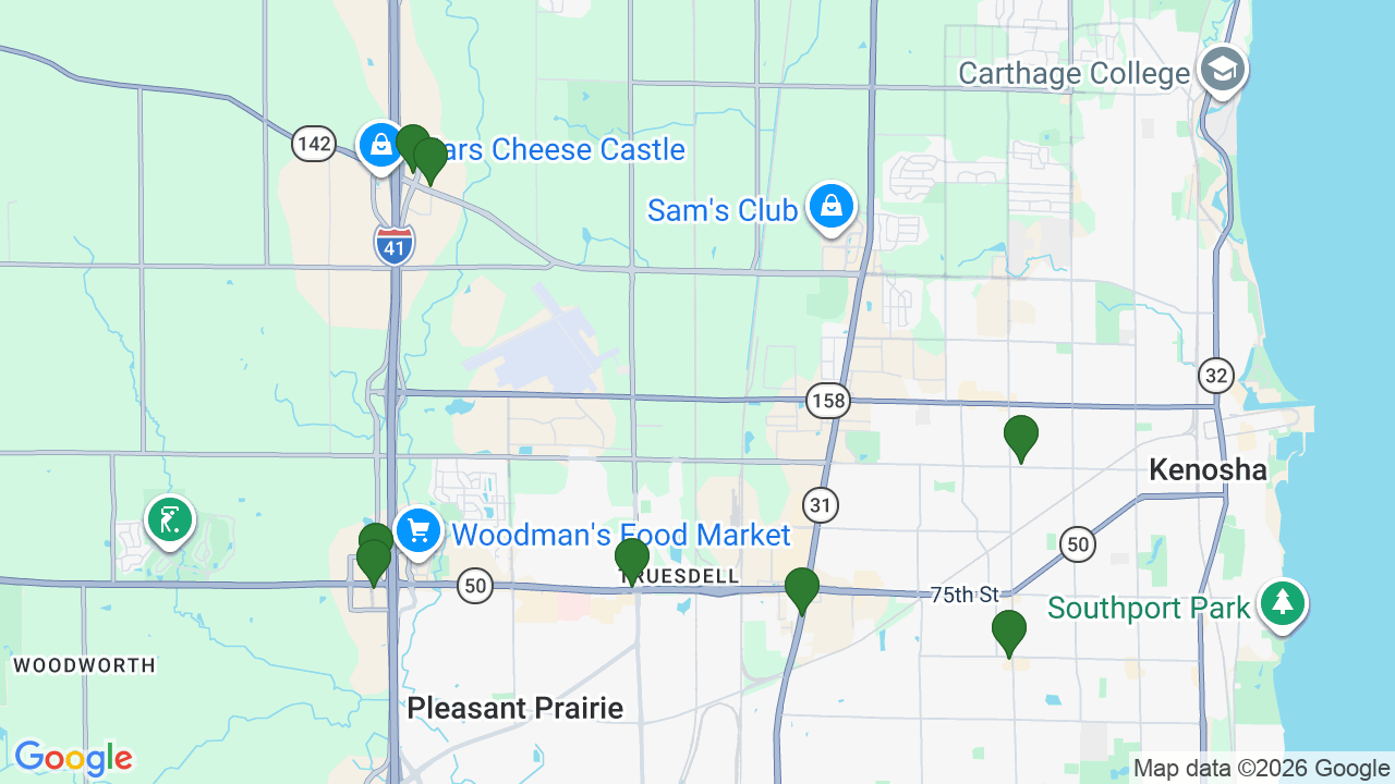 Map of E85 stations in Kenosha, WI