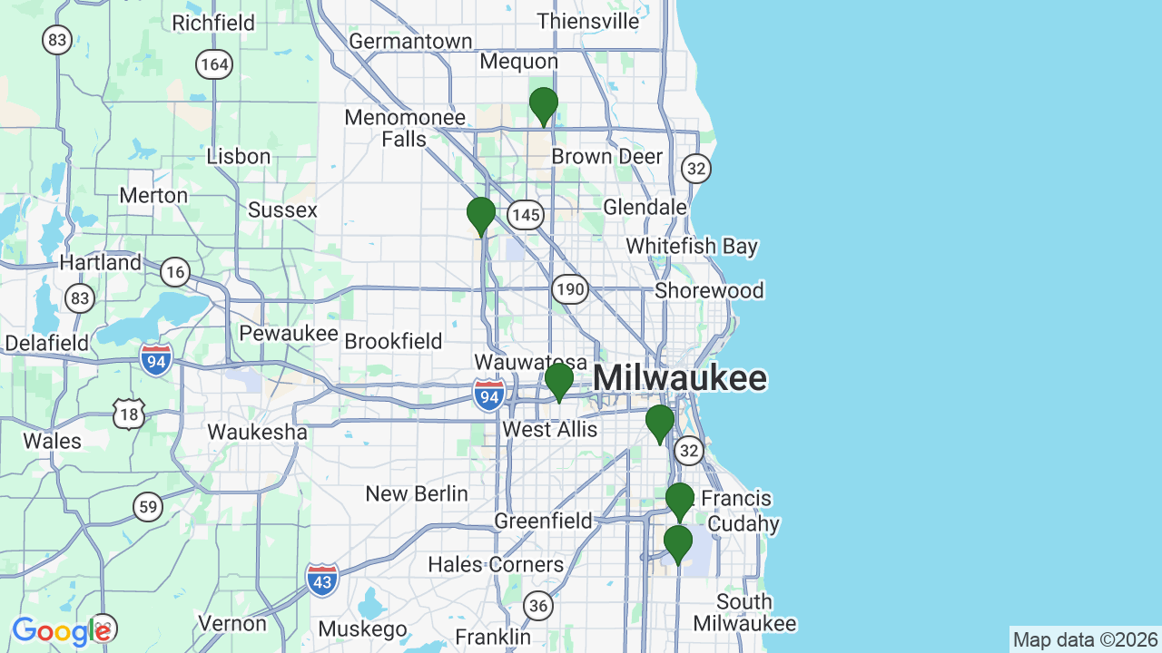 Map of E85 stations in Milwaukee, WI
