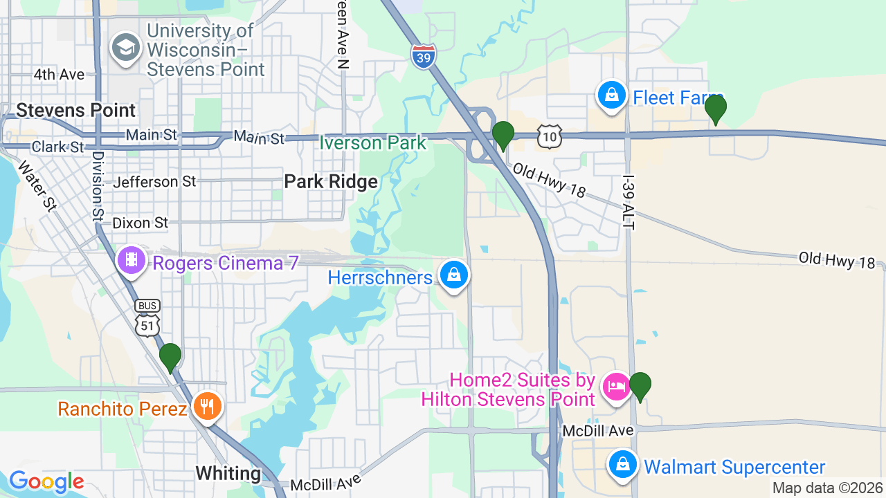 Map of E85 stations in Stevens Point, WI