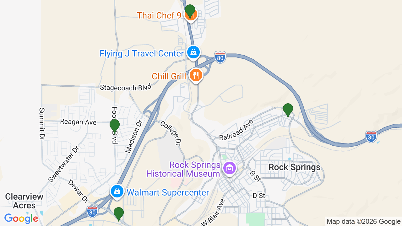 Map of E85 stations in Rock Springs, WY